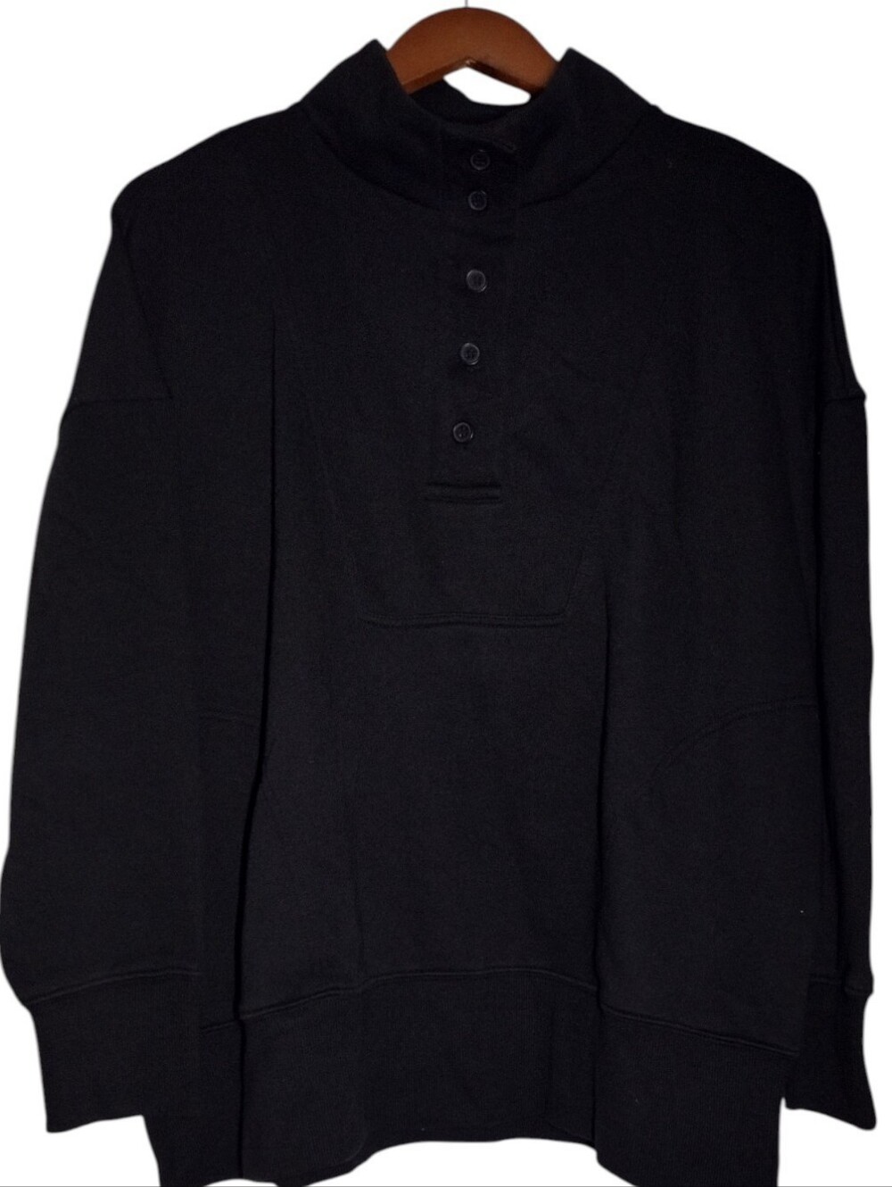 Time and Tru Black Turtleneck Button Pullover Sweater